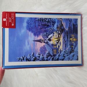American Greetings Glittery Christmas Holiday Greeting Cards Church with Snow